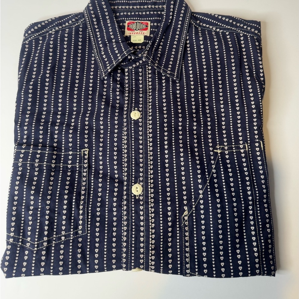 Blue Heart Pattern Men's Casual Shirt